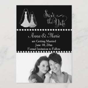 Gay Wedding Photo Save the Date Silver Invitation