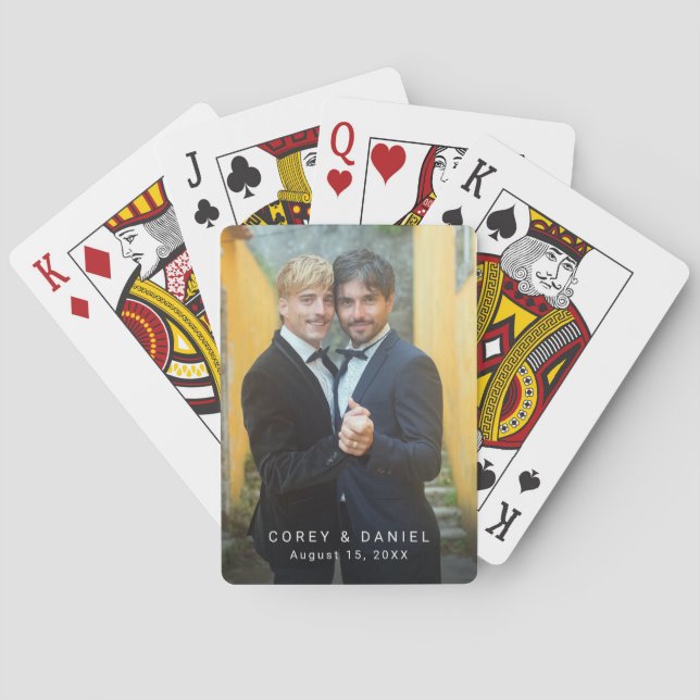 Gay Wedding Photo Two Grooms Poker Cards (Back)