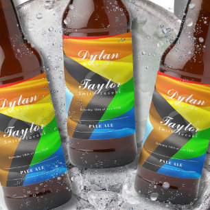 Gay Wedding Pride Flag Typography Beer Label