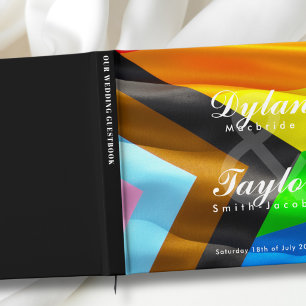Gay Wedding Pride Flag Typography Guestbook