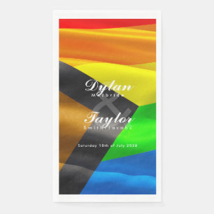 Gay Wedding Pride Flag Typography Paper Guest Towels