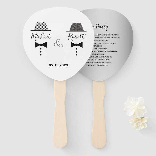 Gay Wedding Program Hand Fan (Front and Back)