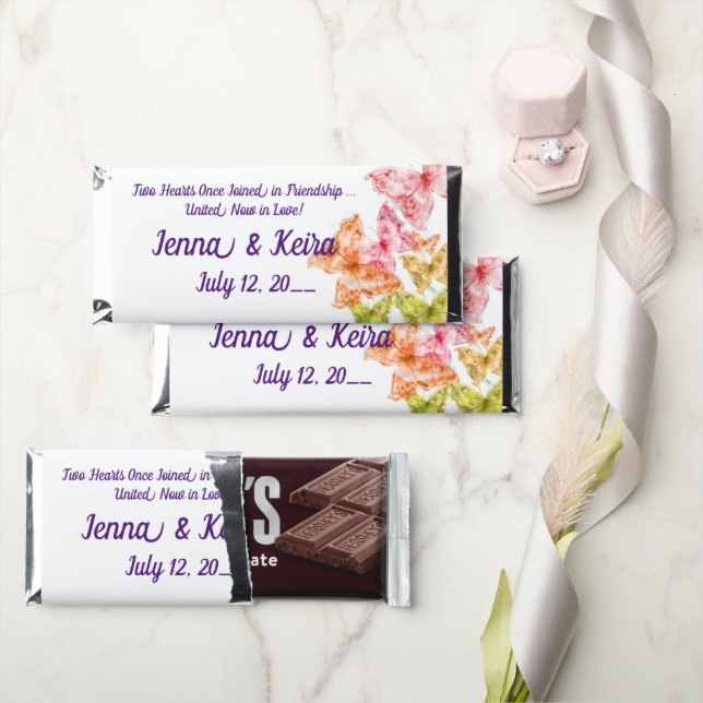 Gay Wedding Rainbow Butterflies Candy Bar Wrappers (Front)