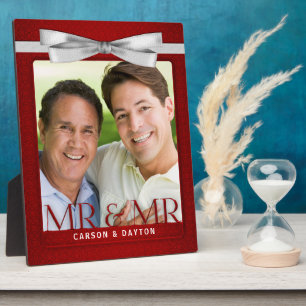 Gay Wedding Red Photo Frame with Mr and Mr