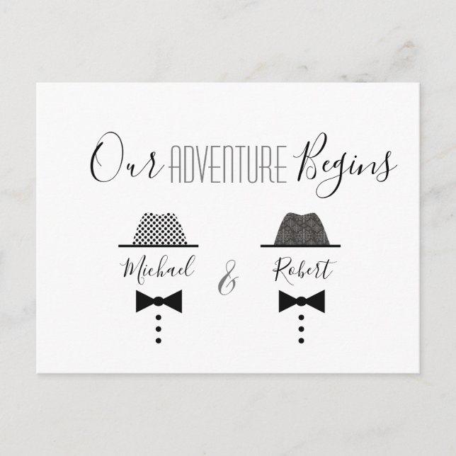 Gay Wedding Save The Date Announcement Postcard (Front)