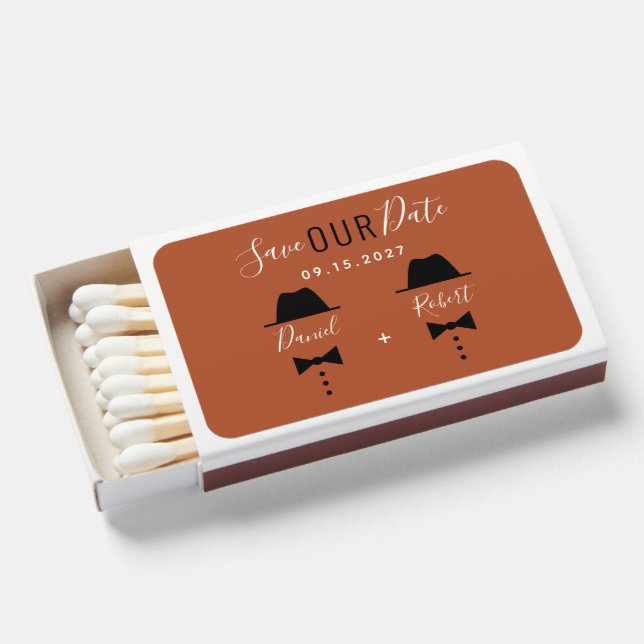 Gay Wedding Save The Date Favor Matchboxes (Front Open)