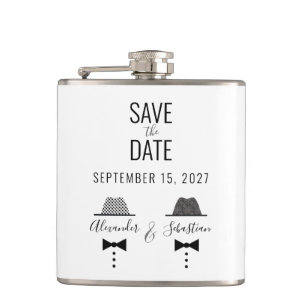 Gay Wedding Save The Date Flask