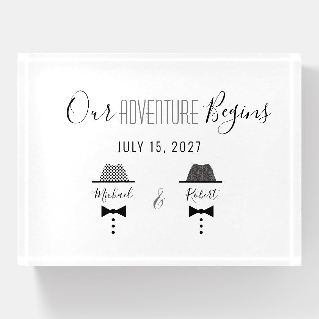 Gay Wedding Save The Date Invitation Paperweight (Front)