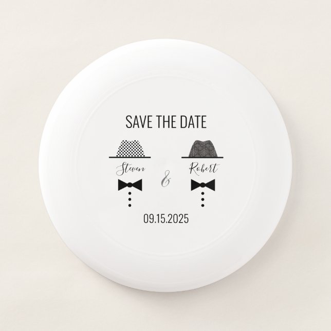 Gay Wedding Save The Date Invitation Wham-O Frisbee (Front)