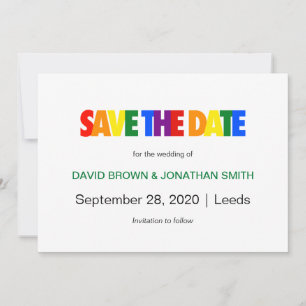 Gay Wedding Save the Date Rainbow Flag Colors