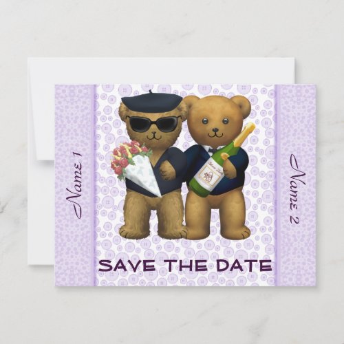 Gay Wedding _ Save the Date _ Teddy Bears lilac