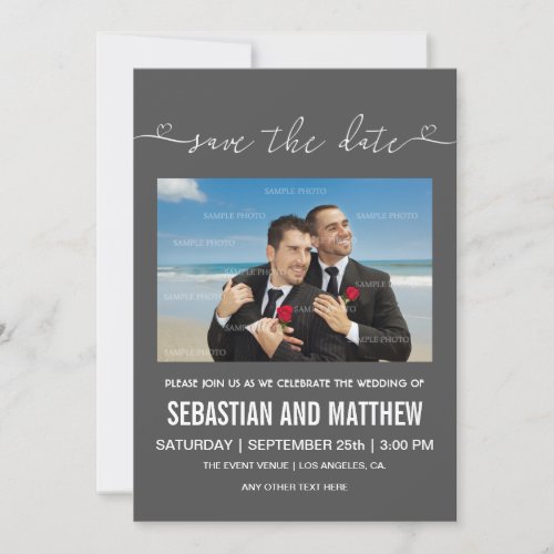 Gay Wedding Save The Date Typography Personalized