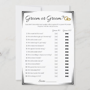 Gay Wedding Shower Game, Groom or Groom Invitation