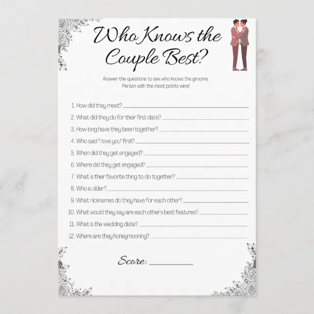 Gay Wedding Shower Game, Who Know's the Couple? Invitation | Zazzle