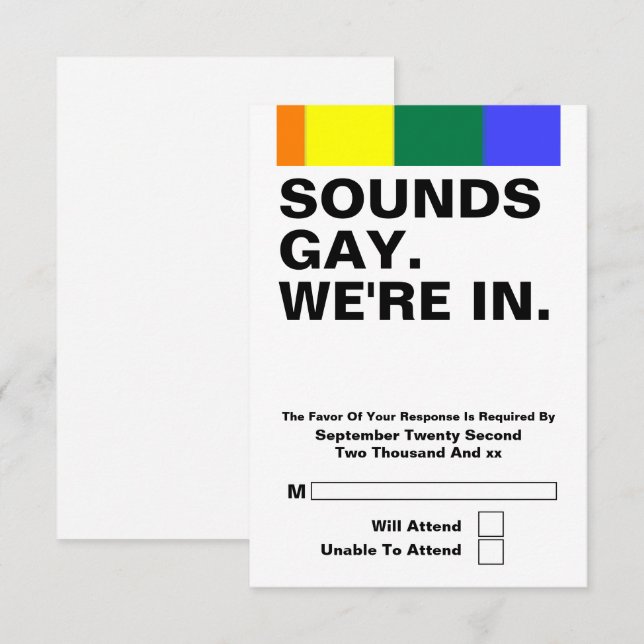 Gay Wedding Sounds Gay We Are In RSVP (Front/Back)
