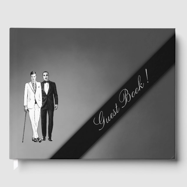 Gay Wedding Sultry Silver Guest Book (Front)