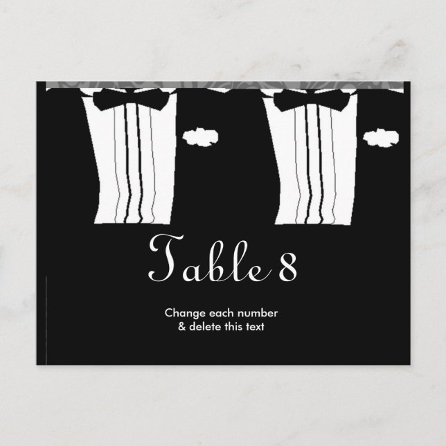 Gay Wedding Table Cards numbers Postcard (Front)