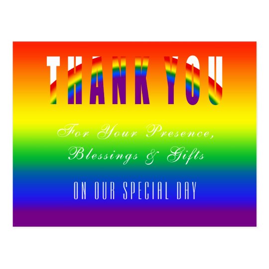 Gay Wedding Thank You Lgbt Gay Pride Party Postcard