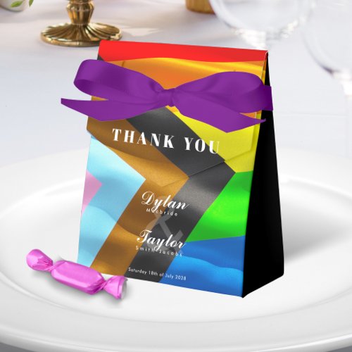 Gay Wedding Thank You Pride Flag Typography Favor Boxes