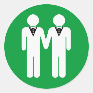 GAY WEDDING TOPPER CLASSIC ROUND STICKER