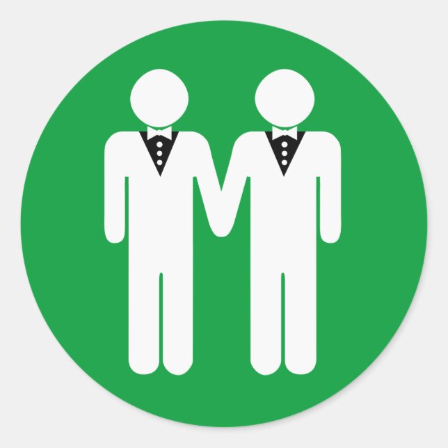 GAY WEDDING TOPPER CLASSIC ROUND STICKER (Front)