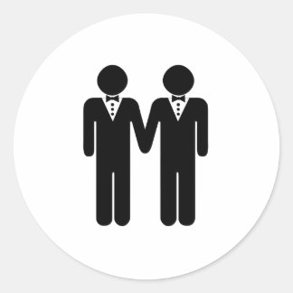 GAY WEDDING TOPPER CLASSIC ROUND STICKER