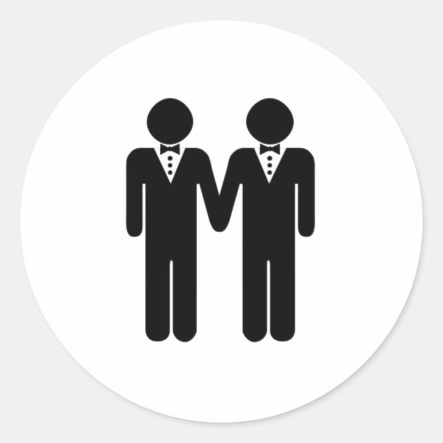GAY WEDDING TOPPER CLASSIC ROUND STICKER (Front)