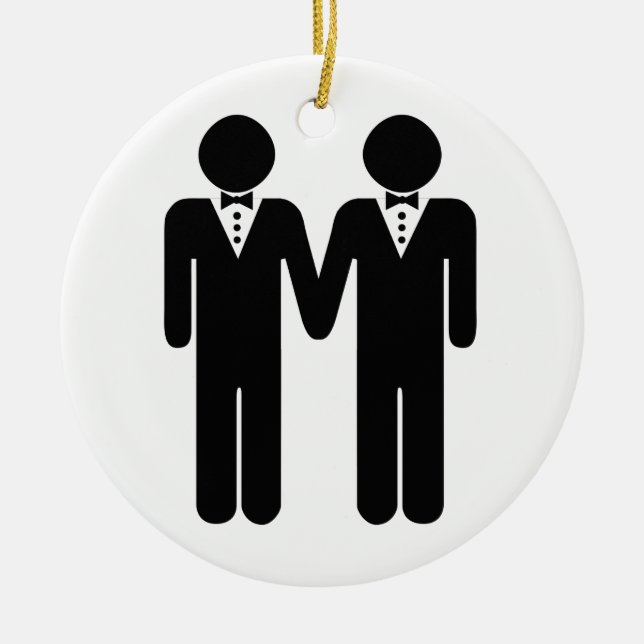 GAY WEDDING TOPPER MEN -.png Ceramic Ornament (Front)