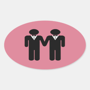 GAY WEDDING TOPPER MEN -.png Oval Sticker