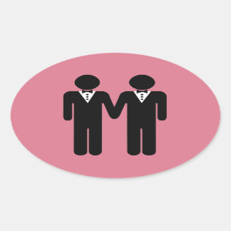 GAY WEDDING TOPPER MEN -.png Oval Sticker