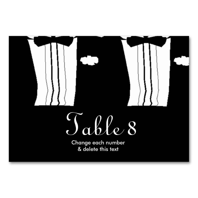 Gay Wedding Tuxedos Table Numbers (Front)