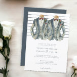 Gay Wedding Two Grooms in Suits and Bow Ties Invitation