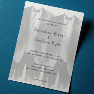Gay Wedding Two Grooms in Suits and Ties Invitation