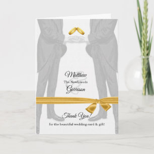 Gay Wedding Two Grooms Vintage Blank Letterpress Thank You Card