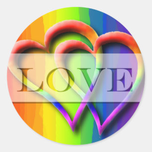 Gay Wedding Two Hearts Love Invite RSVP Save Date Classic Round Sticker