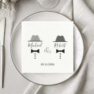 Gay Wedding Vintage Elegant Black and White Napkins