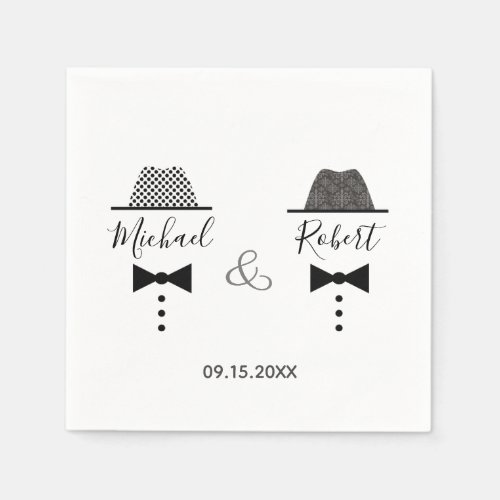 Gay Wedding Vintage Elegant Black and White Napkins