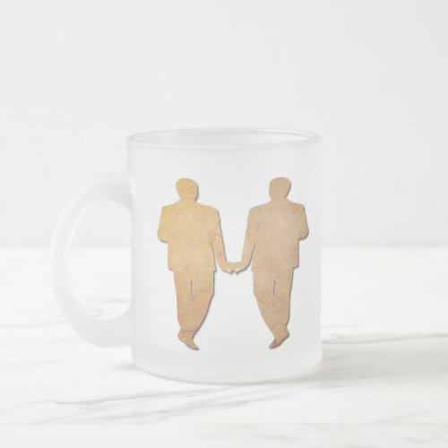 Gay Wedding Vintage Paper Grooms Frosted Glass Mug