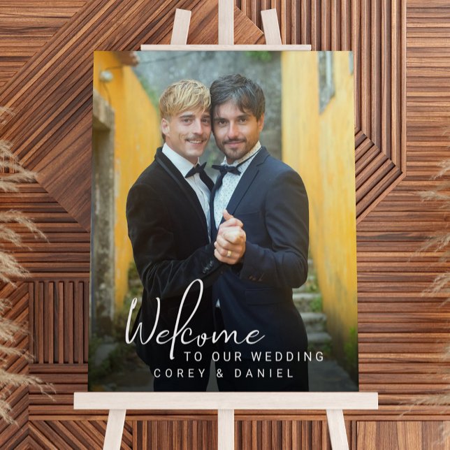 Gay Wedding Welcome Two Grooms Photo Foam Board (Creator Uploaded)