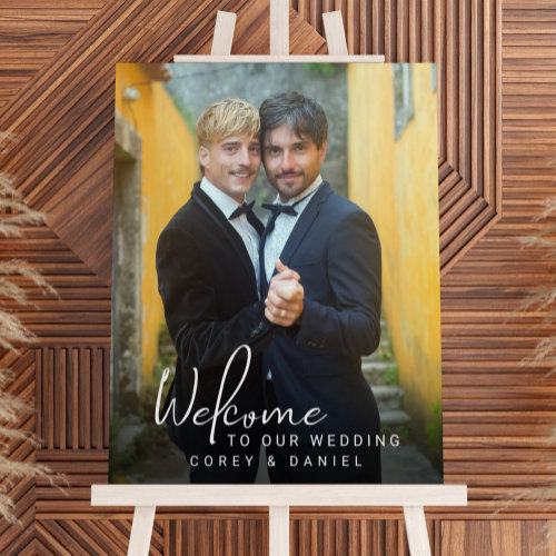 Gay Wedding Welcome Two Grooms Photo Foam Board