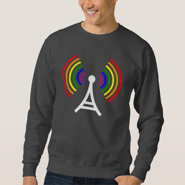 Gay WiFi Rainbow Signal Antenna Sweatshirt (Front)