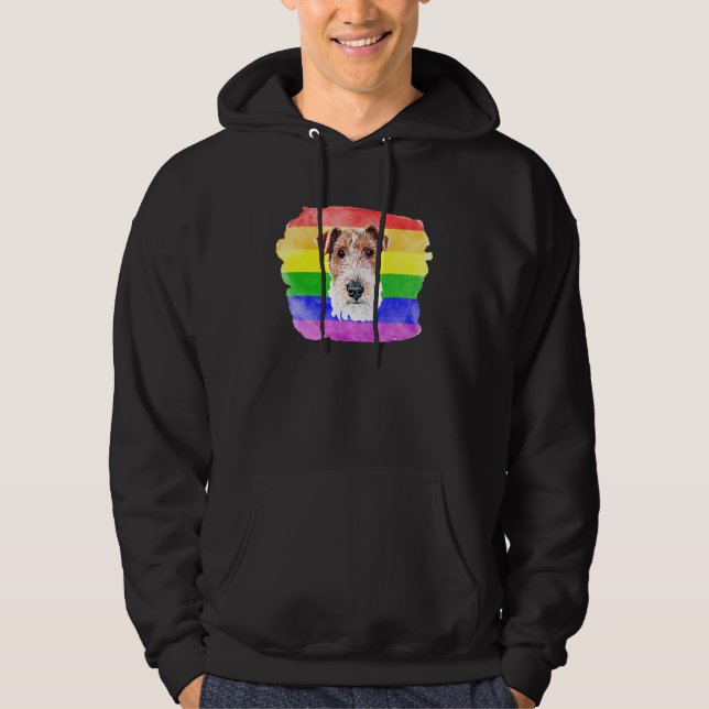 Gay Wire Fox Terrier Lgbtq Pride Stuff Teens Rainb Hoodie (Front)