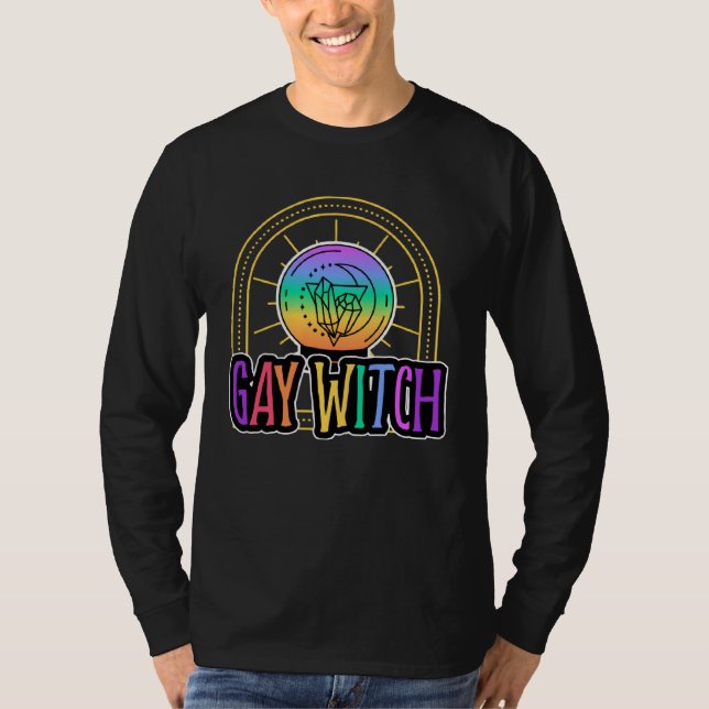 Gay Witch Crystals Wicca Witchcraft Satanic Mystic T-Shirt (Front)