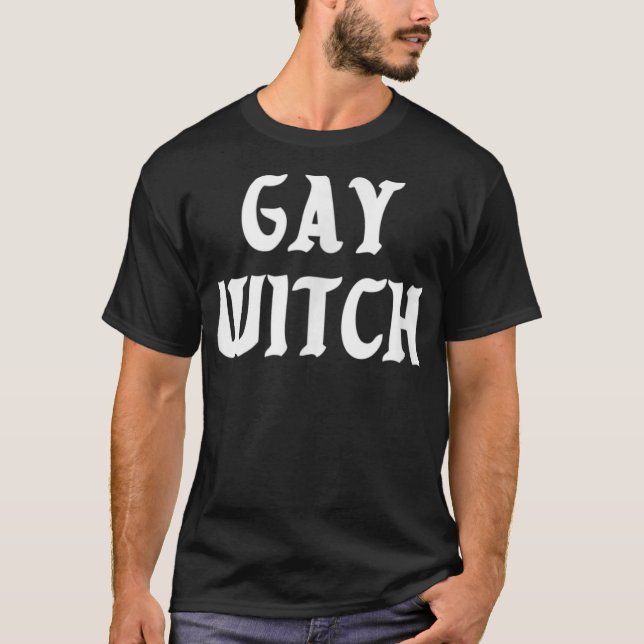 Gay Witch  LGBTQ Lesbian Pride Halloween Tee  (Front)