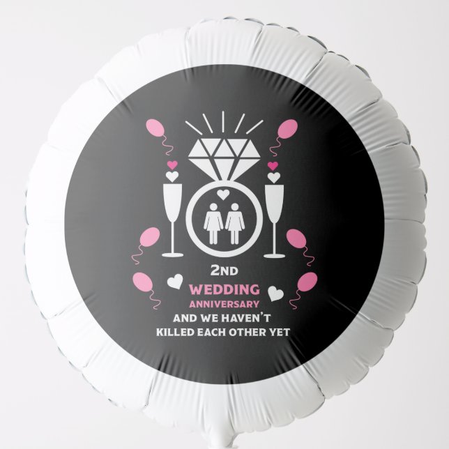 Gay Women 2nd Wedding Anniversary   Balloon (Front)