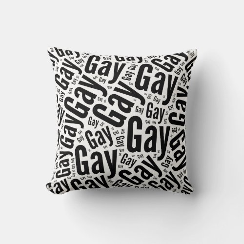 GAY WORDS BLACK _ 2014 PRIDEpng Throw Pillow