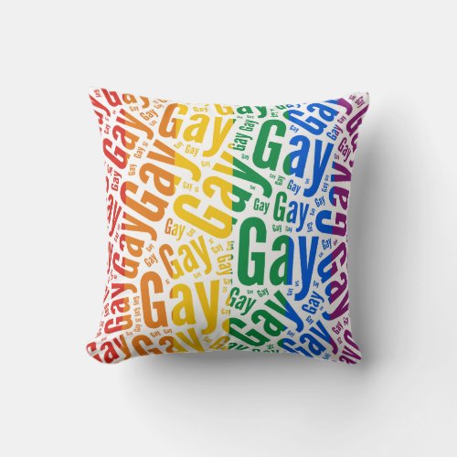 GAY WORDS RAINBOW _ 2014 PRIDEpng Throw Pillow