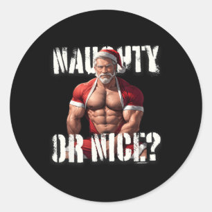 Gay Xmas Muscle Daddy Bear Nice Santa Pride LGBTQ Classic Round Sticker