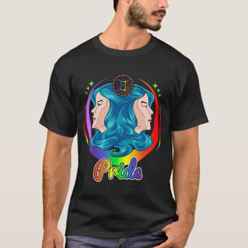 Gay Zodiac LGBTQ Zodiac Sign Gemini Rainbow Pride T_Shirt