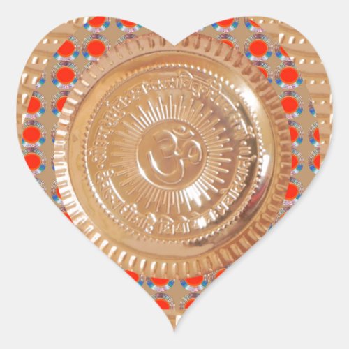 GAYATRI Mantra n OmMantra Symbol Embossed GOLD Heart Sticker
